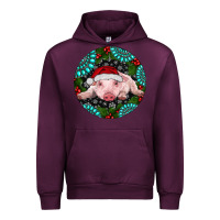 Mauve Wine Baby Pig Christmas Urban Hoodie - RanaPortraitStore