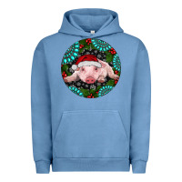 Pigment Pebble Blue Baby Pig Christmas Urban Hoodie - RanaPortraitStore