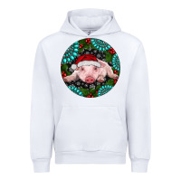 White Baby Pig Christmas Urban Hoodie - RanaPortraitStore