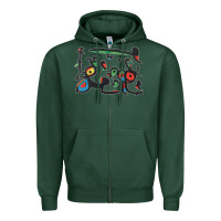 Sports Green Contemporary Miro Zipper Hoodie - artisFamous
