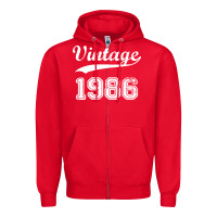 Red vintage 1986 Zipper Hoodie - artisFamous