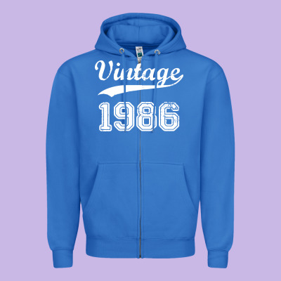Vintage 1986 Zipper Hoodie Designed By Artisfamous