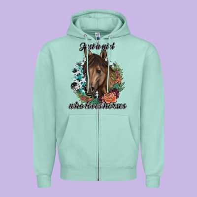 Just A Girl Who Loves Horses Zipper Hoodie Designed By Artisfamous