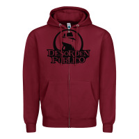 Burgundy desorden publico Zipper Hoodie - artisFamous