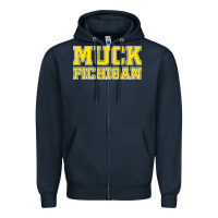 Navy muck fichigan Zipper Hoodie - artisFamous