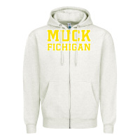 Oatmeal Heather muck fichigan Zipper Hoodie - artisFamous