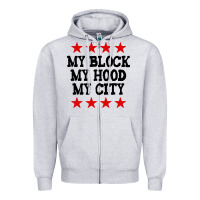 Heather Grey my block my hood my city Zipper Hoodie - artisFamous