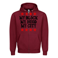 Burgundy my block my hood my city Zipper Hoodie - artisFamous