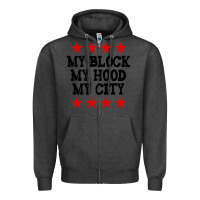 Charcoal Heather my block my hood my city Zipper Hoodie - artisFamous