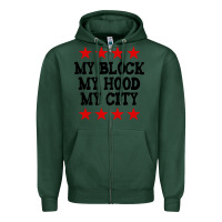 Sports Green my block my hood my city Zipper Hoodie - artisFamous