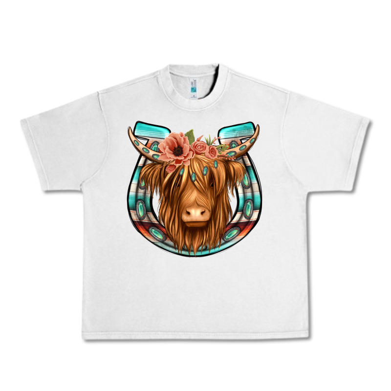 Highland Cow Serape Floral Headband Horseshoe Urban Heavy Tee by Jasminsmagicworld | Teevron