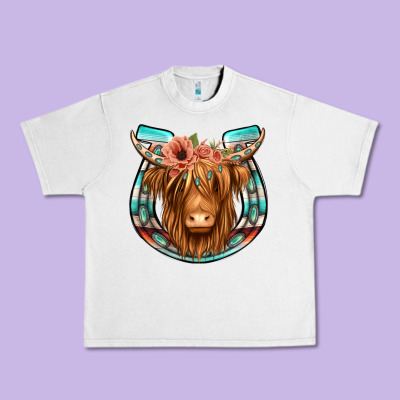 Highland Cow Serape Floral Headband Horseshoe Urban Heavy Tee Designed By Jasminsmagicworld