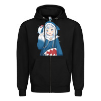 Black Smile Beautiful Gawr Gura Zipper Hoodie - artisFamous