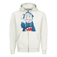 Oatmeal Heather Smile Beautiful Gawr Gura Zipper Hoodie - artisFamous