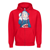 Red Smile Beautiful Gawr Gura Zipper Hoodie - artisFamous
