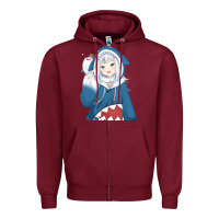 Burgundy Smile Beautiful Gawr Gura Zipper Hoodie - artisFamous