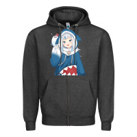 Charcoal Heather Smile Beautiful Gawr Gura Zipper Hoodie - artisFamous