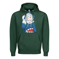 Sports Green Smile Beautiful Gawr Gura Zipper Hoodie - artisFamous