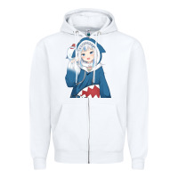 White Smile Beautiful Gawr Gura Zipper Hoodie - artisFamous