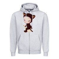 Heather Grey Yoshitomo Nara Cute Cat Zipper Hoodie - artisFamous