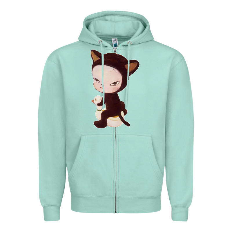 Yoshitomo Nara Cute Cat Zipper Hoodie by artisFamous | Teevron