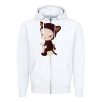 White Yoshitomo Nara Cute Cat Zipper Hoodie - artisFamous