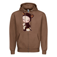 Chestnut Yoshitomo Nara Cute Cat Zipper Hoodie - artisFamous