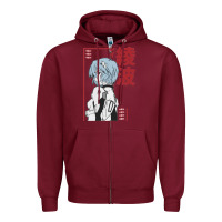 Burgundy aesthetic evangelion Zipper Hoodie - artisFamous
