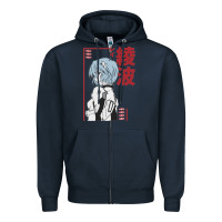 Navy aesthetic evangelion Zipper Hoodie - artisFamous