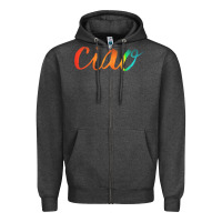 Charcoal Heather ciao italian saying Zipper Hoodie - artisFamous