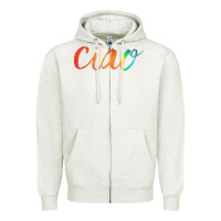 Oatmeal Heather ciao italian saying Zipper Hoodie - artisFamous