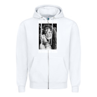 White vintage janis arts joplin Zipper Hoodie - artisFamous