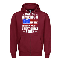 Burgundy vintage making america great since 2009 Zipper Hoodie - artisFamous