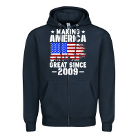 Navy vintage making america great since 2009 Zipper Hoodie - artisFamous