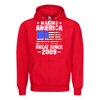 Red vintage making america great since 2009 Zipper Hoodie - artisFamous