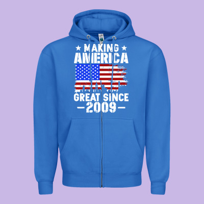 Vintage Making America Great Since 2009 Zipper Hoodie Designed By Artisfamous