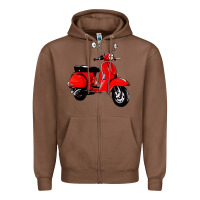 Chestnut classic italian vespa scooter Zipper Hoodie - artisFamous