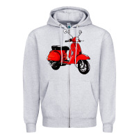 Heather Grey classic italian vespa scooter Zipper Hoodie - artisFamous