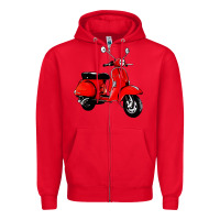 Red classic italian vespa scooter Zipper Hoodie - artisFamous