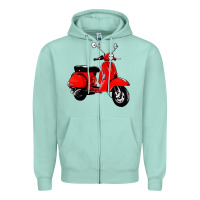 Seafoam classic italian vespa scooter Zipper Hoodie - artisFamous