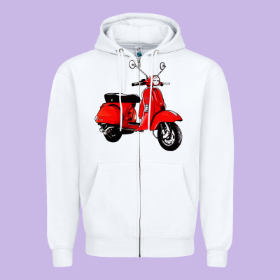 Classic Italian Vespa Scooter Zipper Hoodie Designed By Artisfamous