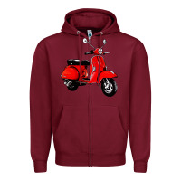 Burgundy classic italian vespa scooter Zipper Hoodie - artisFamous