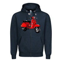 Navy classic italian vespa scooter Zipper Hoodie - artisFamous