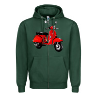 Sports Green classic italian vespa scooter Zipper Hoodie - artisFamous