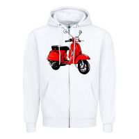 White classic italian vespa scooter Zipper Hoodie - artisFamous