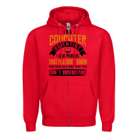 Red computer scientist programmer Zipper Hoodie - artisFamous