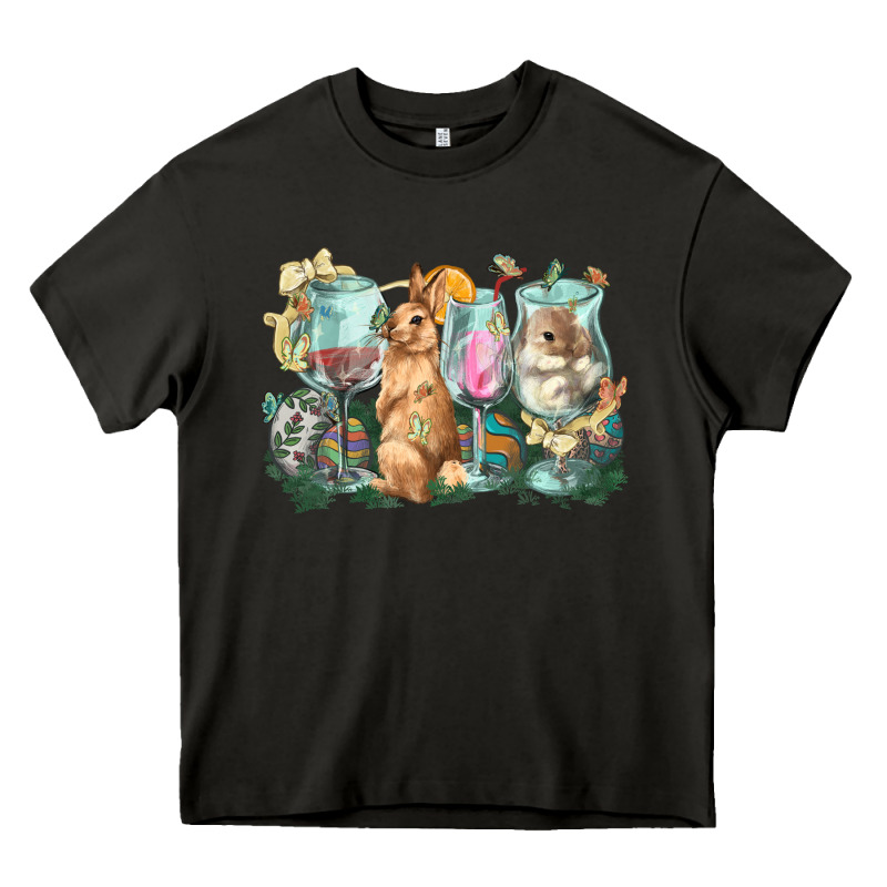 Easter Day Wine Glasses Bunny Heavy Core Tee by HowdyJamesFarm | Teevron