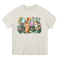 Cream Easter Day wine glasses bunny Heavy Core Tee - HowdyJamesFarm
