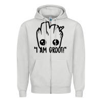 Dove Grey baby groot Zipper Hoodie - artisFamous