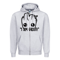 Heather Grey baby groot Zipper Hoodie - artisFamous